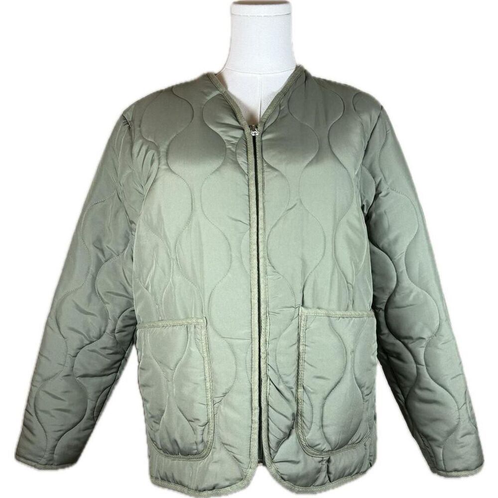 NWOT Brown Smith Green Quilted Puffer Army Liner Jacket Size 2